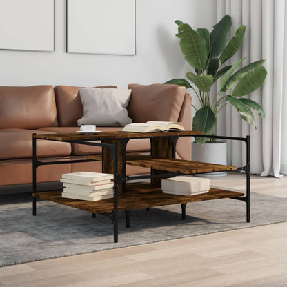 Tavolino Salotto Rovere Fumo 100x100x48,5cm Legno Multistrato | homemem39