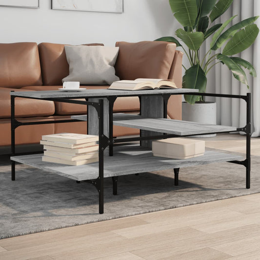Tavolino Salotto Grigio Sonoma 100x100x48,5cm Legno Multistrato | homemem39