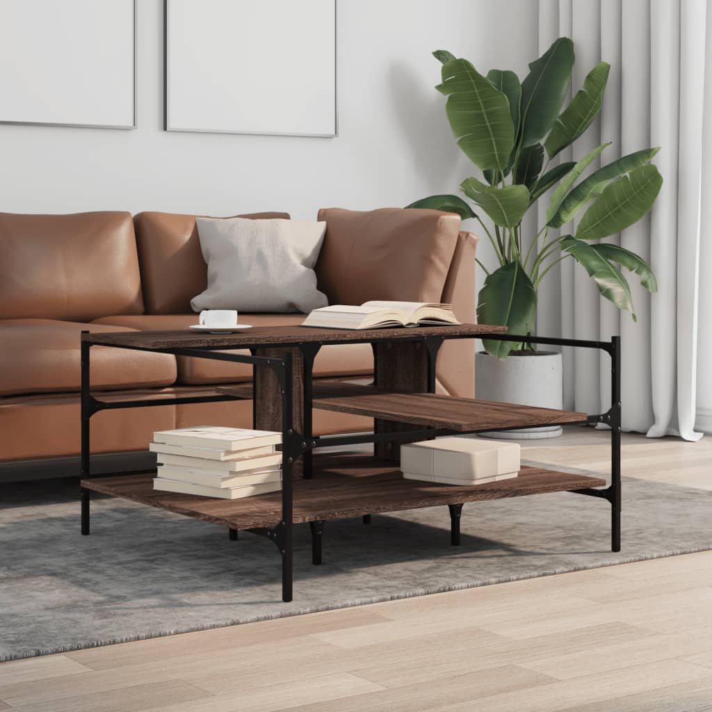 Tavolino Salotto Rovere Marrone 100x100x48,5 Legno Multistrato | homemem39