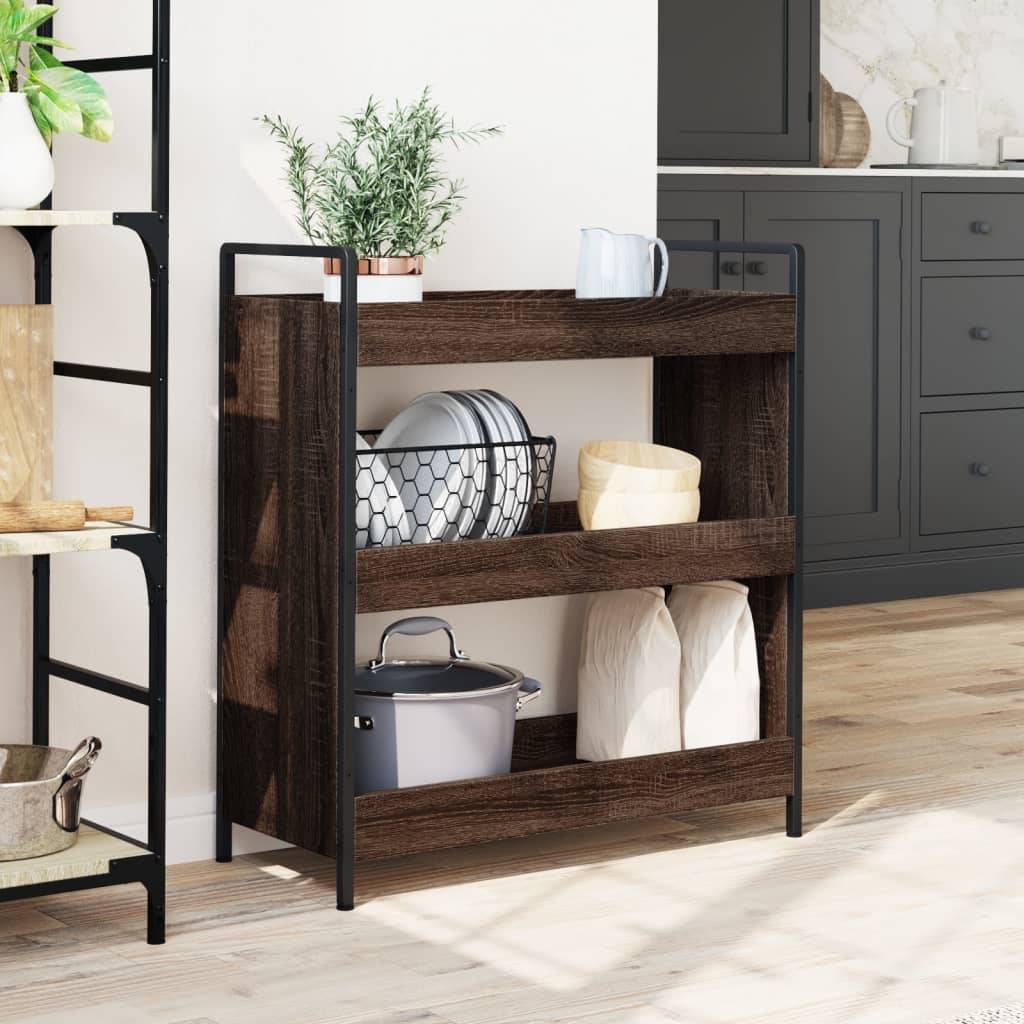 Carrello da Cucina Rovere Marrone 70x30x82 cm Legno Multistrato - homemem39