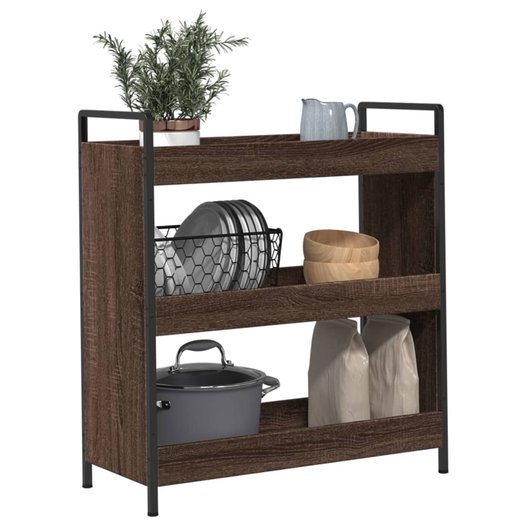 Kitchen Trolley Brown Oak 70x30x82 cm Plywood