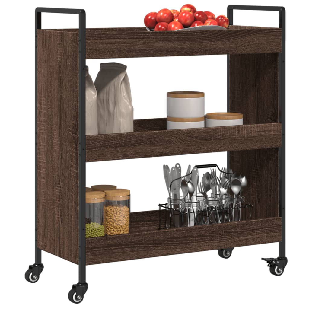 Kitchen Trolley Brown Oak 70x30x82 cm Plywood