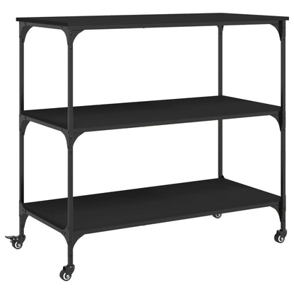 Black Kitchen Trolley 102x50x95 cm in Multilayer Wood