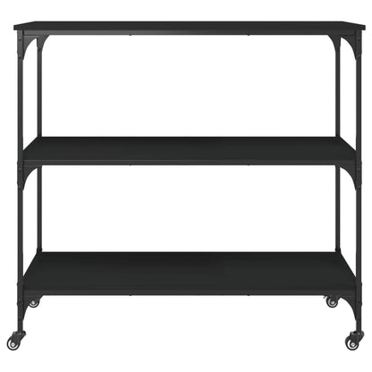 Black Kitchen Trolley 102x50x95 cm in Multilayer Wood