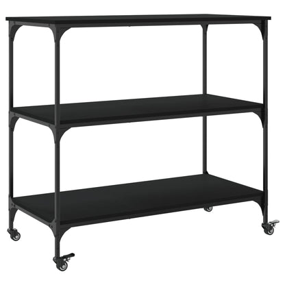 Black Kitchen Trolley 102x50x95 cm in Multilayer Wood