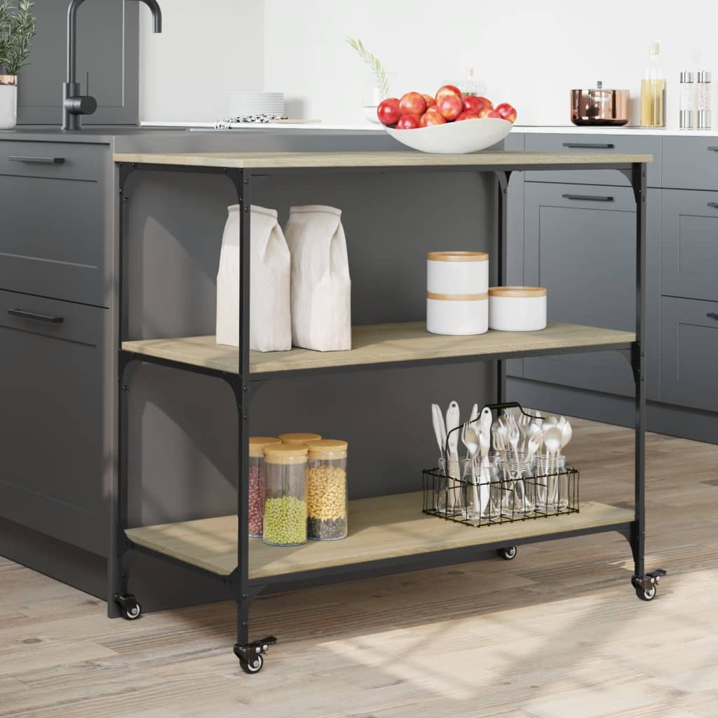 Carrello da Cucina Rovere Sonoma 102x50x95 cm - homemem39