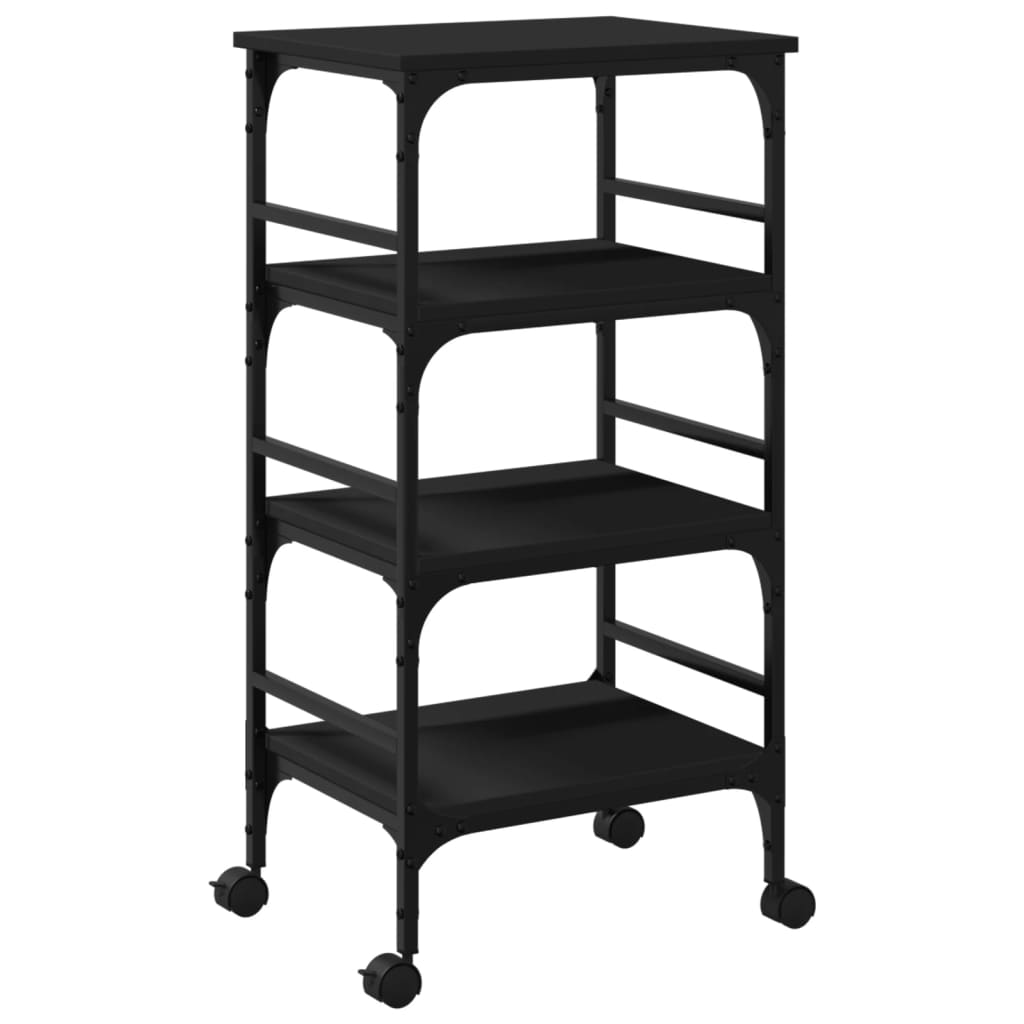 Black Kitchen Trolley 45x35x89.5 cm in Plywood