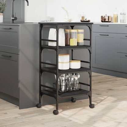 Black Kitchen Trolley 45x35x89.5 cm in Plywood