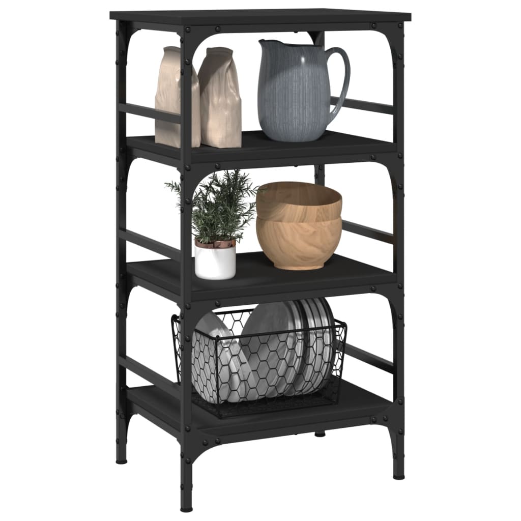 Black Kitchen Trolley 45x35x89.5 cm in Plywood