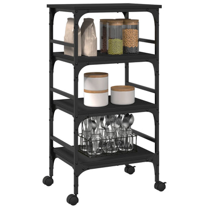 Black Kitchen Trolley 45x35x89.5 cm in Plywood