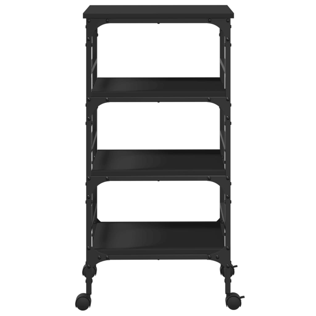 Black Kitchen Trolley 45x35x89.5 cm in Plywood