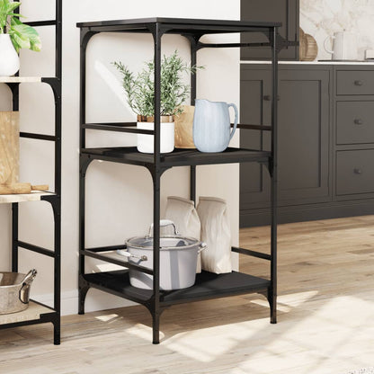 Carrello da Cucina Nero 60,5x50x105 cm in Legno Multistrato - homemem39