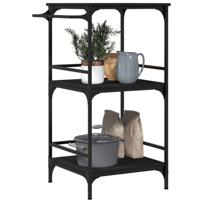 Carrello da Cucina Nero 60,5x50x105 cm in Legno Multistrato - homemem39