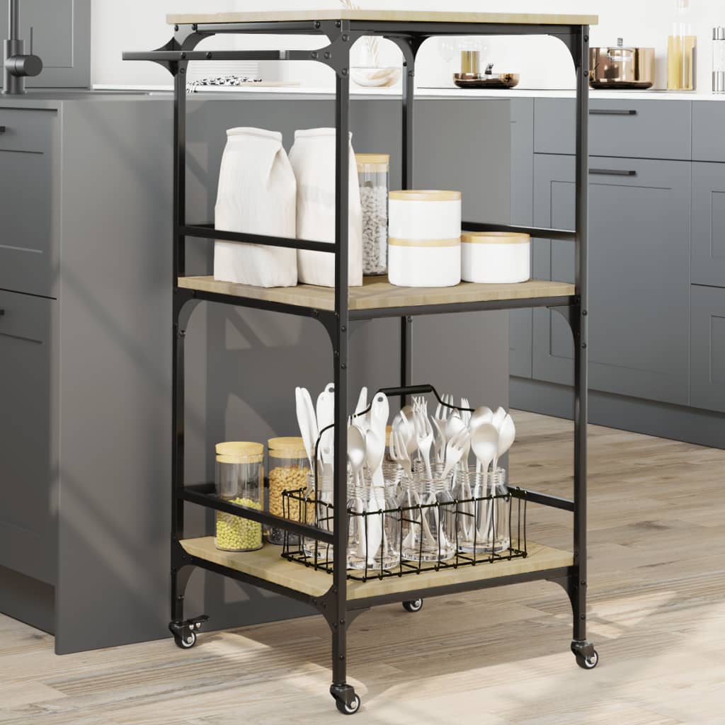 Carrello da Cucina Rovere Sonoma 60,5x50x105 cm - homemem39