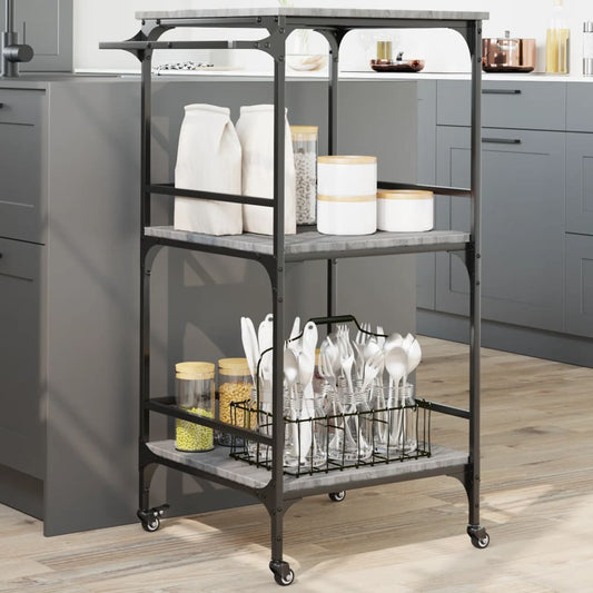 Carrello da Cucina Grigio Sonoma 60,5x50x105 cm - homemem39
