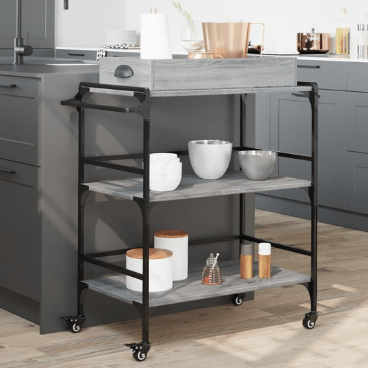 Carrello Cucina Grigio Sonoma 81,5x41x92,5 cm Legno Multistrato - homemem39