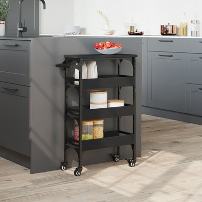 Carrello da Cucina Nero 53x20x76 cm in Legno Multistrato - homemem39