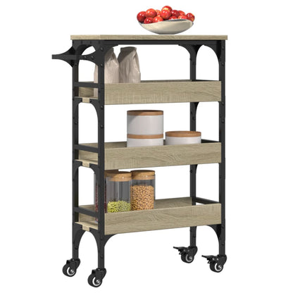 Carrello da Cucina Rovere Sonoma 53x20x76 cm Legno Multistrato - homemem39