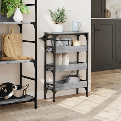 Carrello da Cucina Grigio Sonoma 53x20x76 cm Legno Multistrato - homemem39