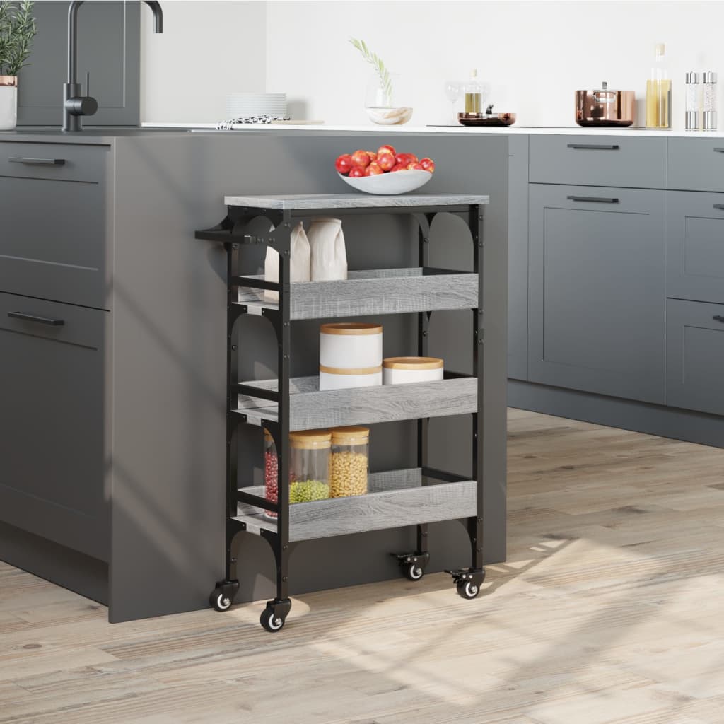 Carrello da Cucina Grigio Sonoma 53x20x76 cm Legno Multistrato - homemem39