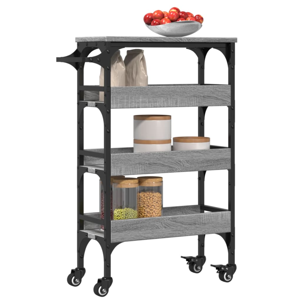 Carrello da Cucina Grigio Sonoma 53x20x76 cm Legno Multistrato - homemem39