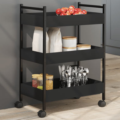 Carrello da Cucina Nero 50x30x70 cm in Legno Multistrato - homemem39