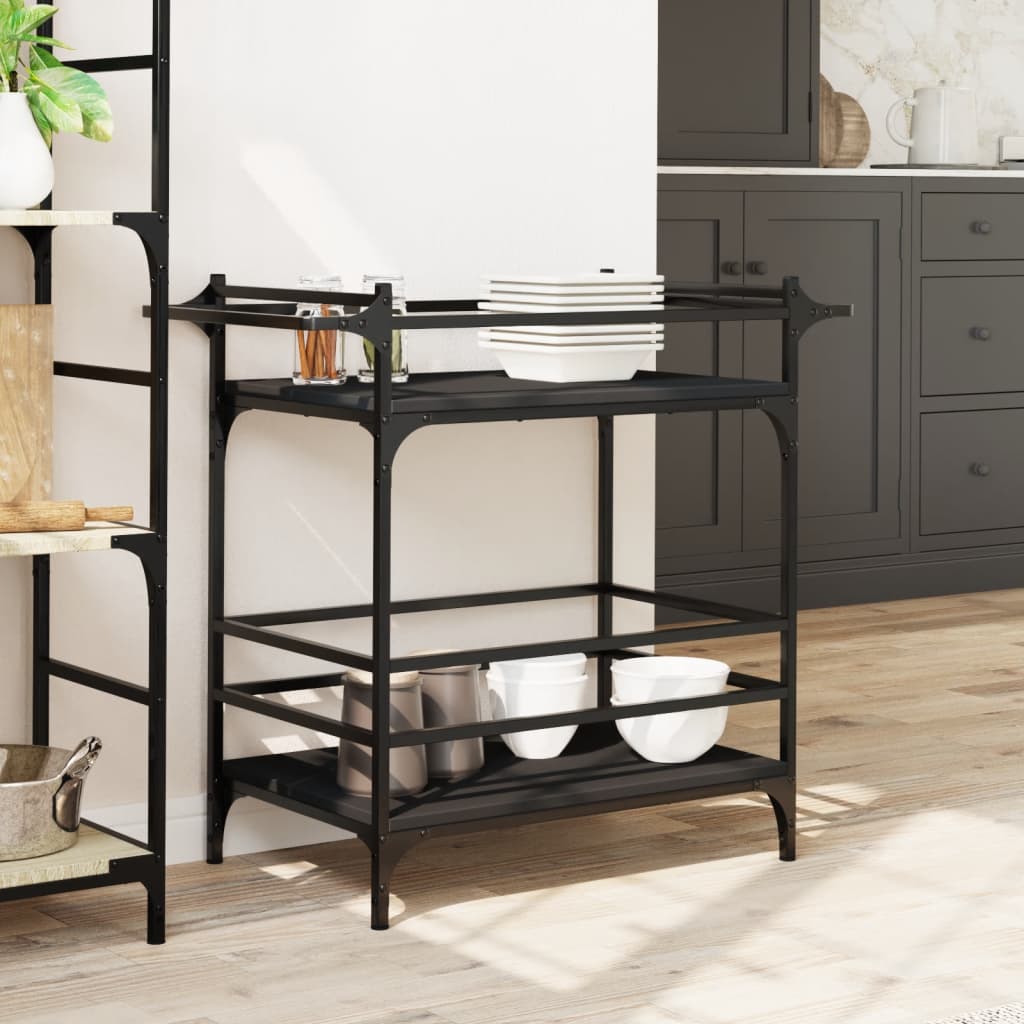 Carrello da Cucina Nero 82x40x78,5 cm in Legno Multistrato - homemem39