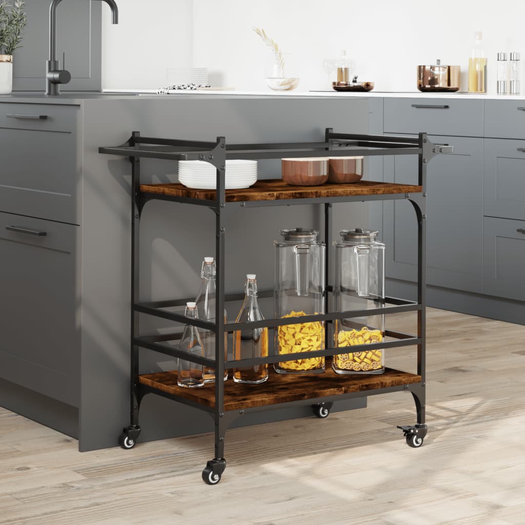 Carrello da Cucina Rovere Fumo 82x40x78,5 cm Legno Multistrato - homemem39