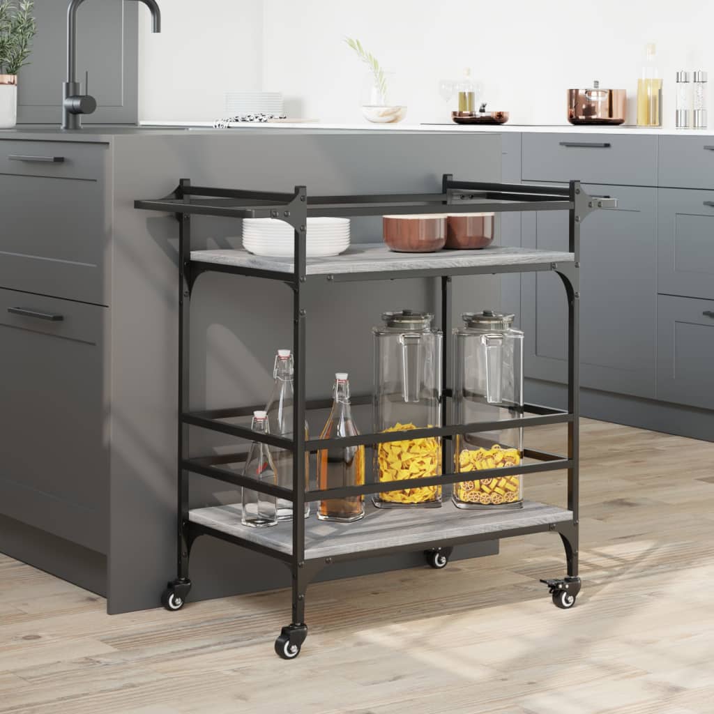 Carrello da Cucina Grigio Sonoma 82x40x78,5cm Legno Multistrato - homemem39