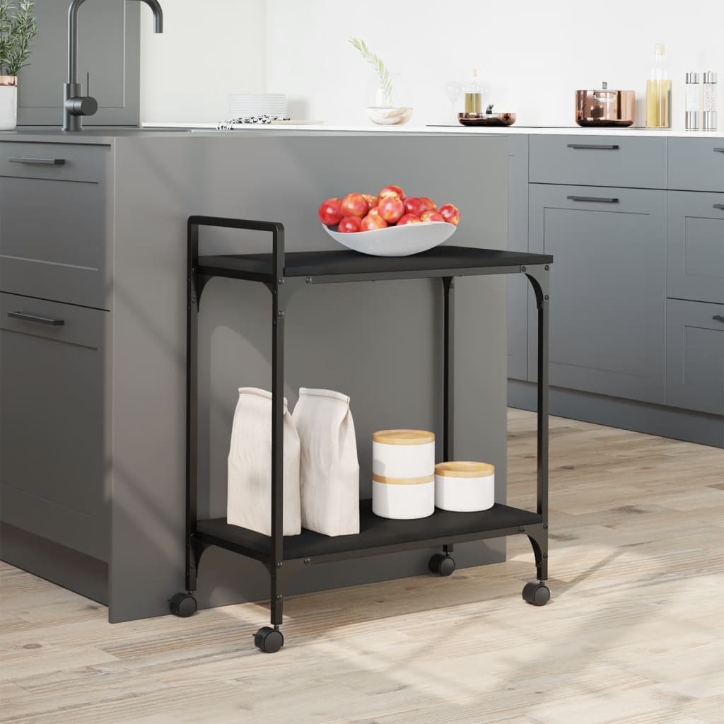 Carrello da Cucina Nero 60,5x31x72,5 cm in Legno Multistrato - homemem39