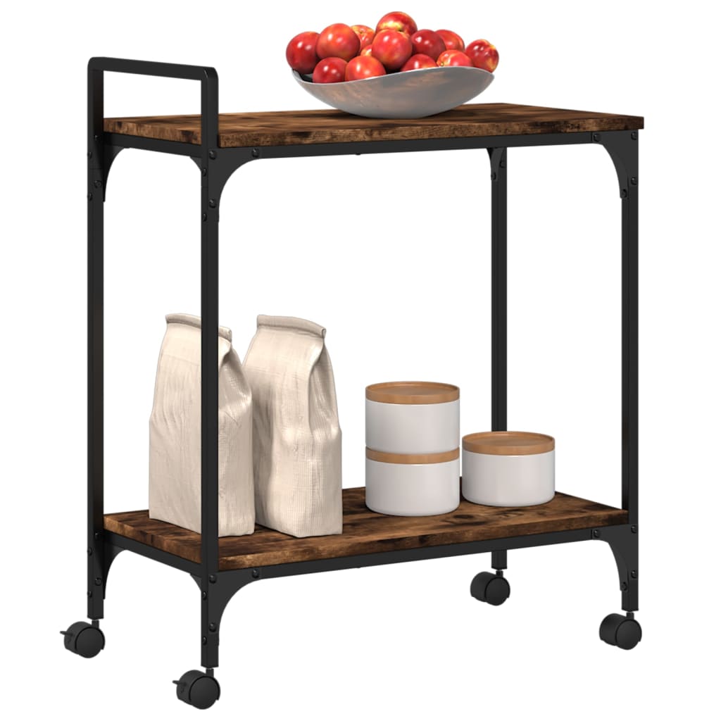 Carrello da Cucina Rovere Fumo 60,5x31x72,5cm Legno Multistrato - homemem39