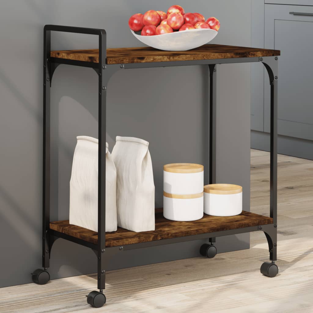 Carrello da Cucina Rovere Fumo 60,5x31x72,5cm Legno Multistrato - homemem39