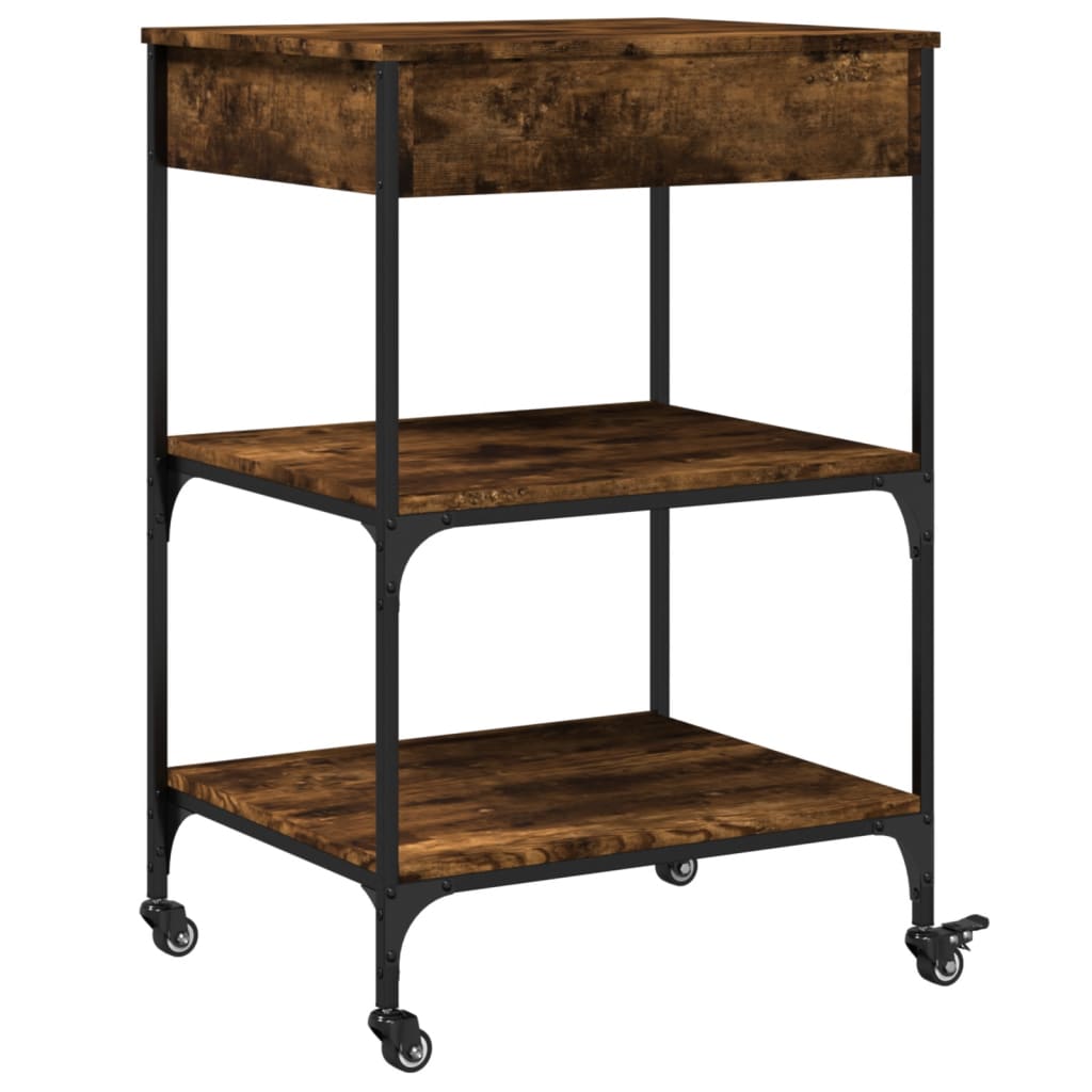 Carrello da Cucina Rovere Fumo 60x48x89,5 cm Legno Multistrato - homemem39