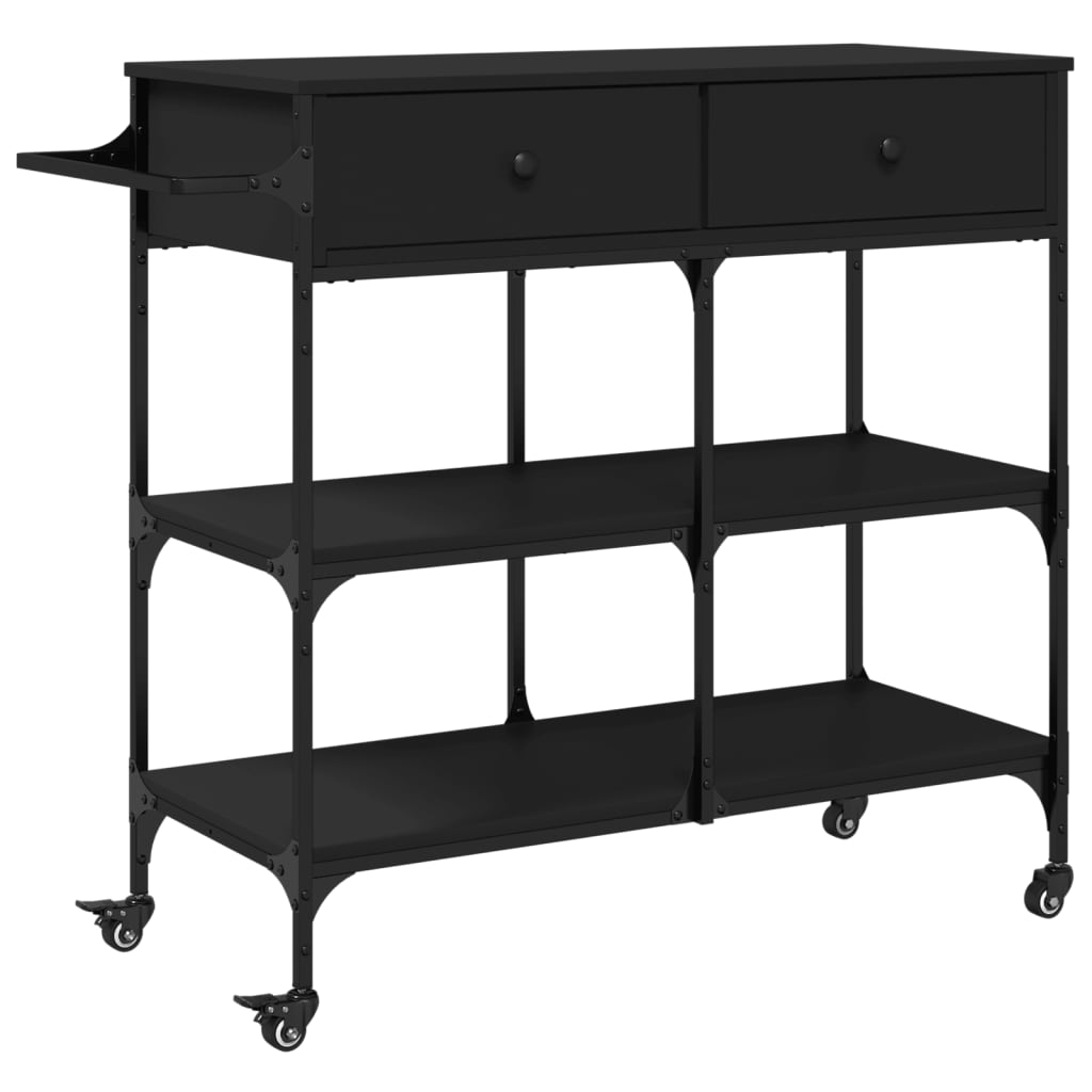 Carrello da Cucina Nero 105x42x95 cm in Legno Multistrato - homemem39
