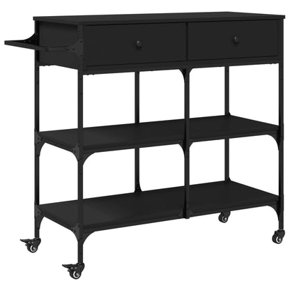 Carrello da Cucina Nero 105x42x95 cm in Legno Multistrato - homemem39