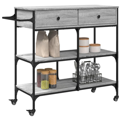 Carrello Cucina Grigio Sonoma 105x42x95 cm in Legno Multistrato - homemem39