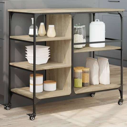 Carrello Cucina Rovere Sonoma 100x48x89,5 cm Legno Multistrato - homemem39