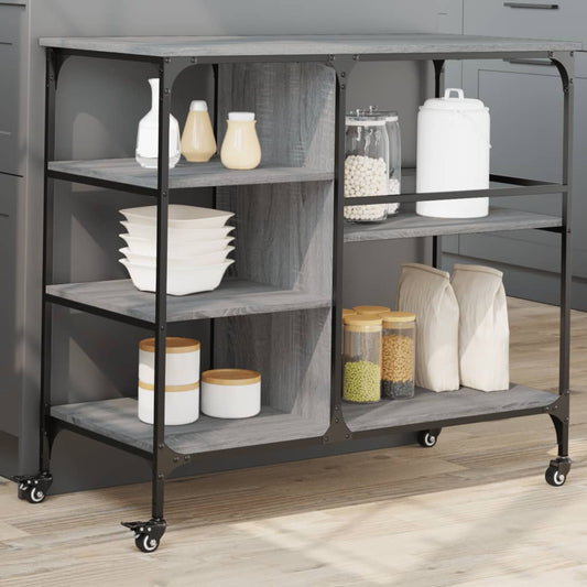 Carrello Cucina Grigio Sonoma 100x45x89,5 cm Legno Multistrato - homemem39