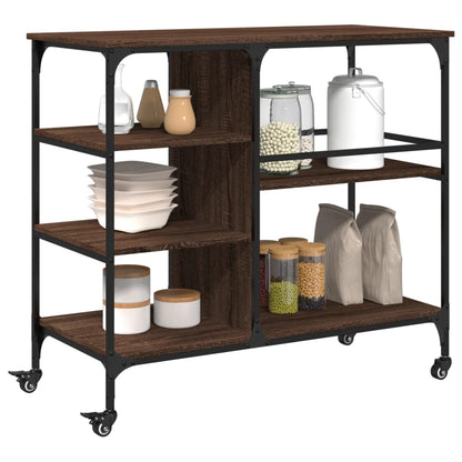 Carrello Cucina Rovere Marrone 100x45x89,5 cm Legno Multistrato - homemem39