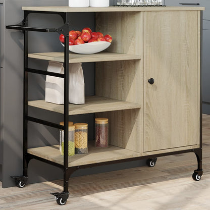 Carrello da Cucina Rovere Sonoma 87,5x38,5x84,5 cm Multistrato - homemem39