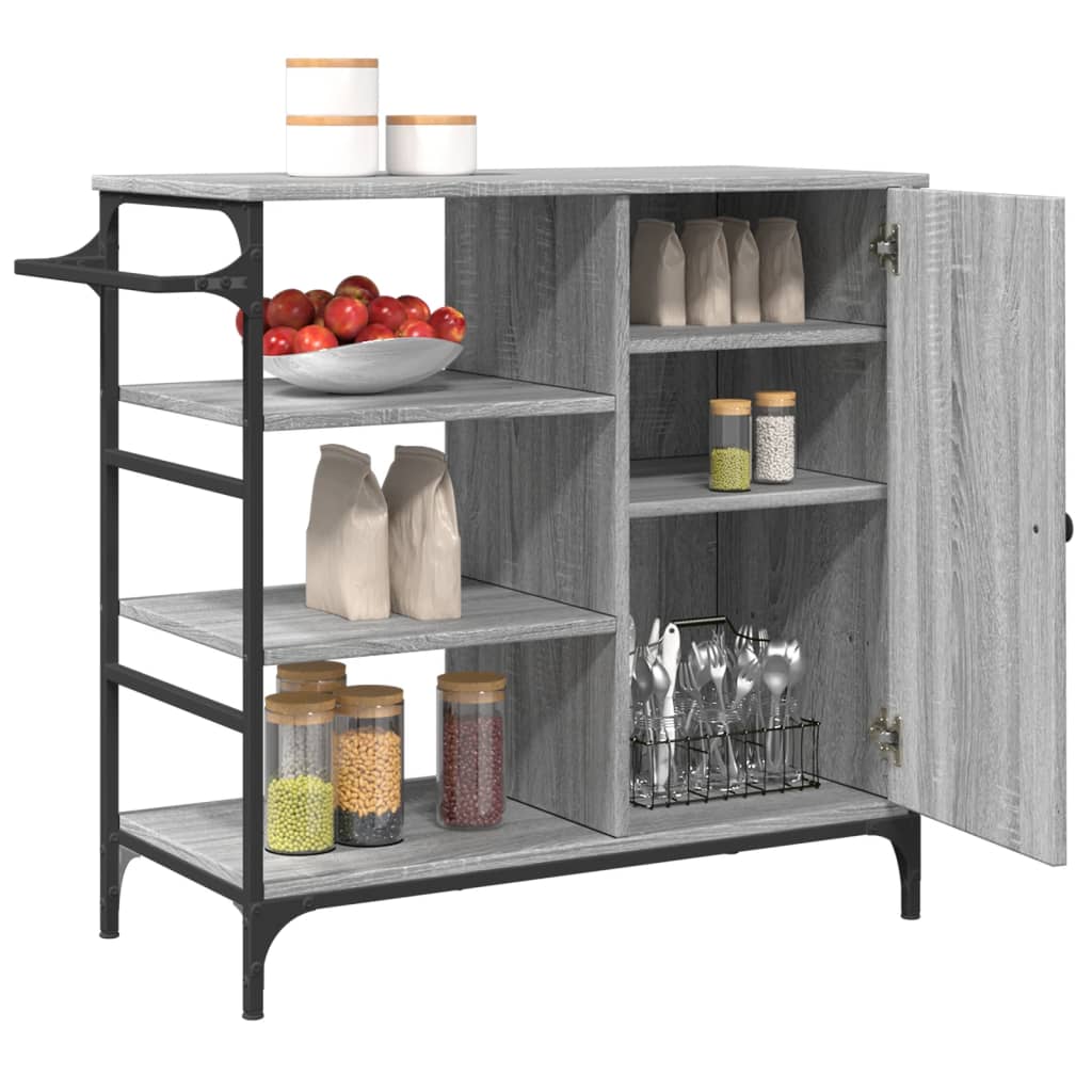 Carrello da Cucina Grigio Sonoma 87,5x38,5x84,5 cm Multistrato - homemem39