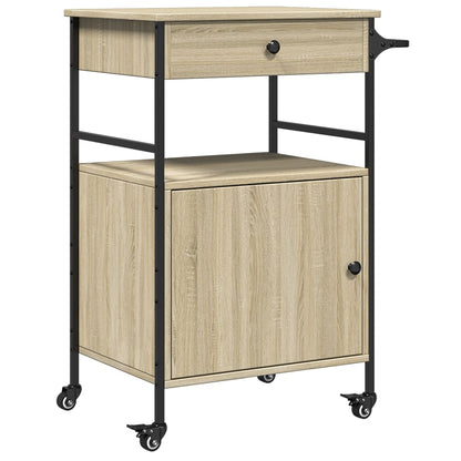 Carrello da Cucina Rovere Sonoma 56x43x89,5cm Legno Multistrato - homemem39