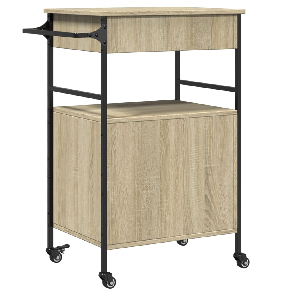 Carrello da Cucina Rovere Sonoma 56x43x89,5cm Legno Multistrato - homemem39