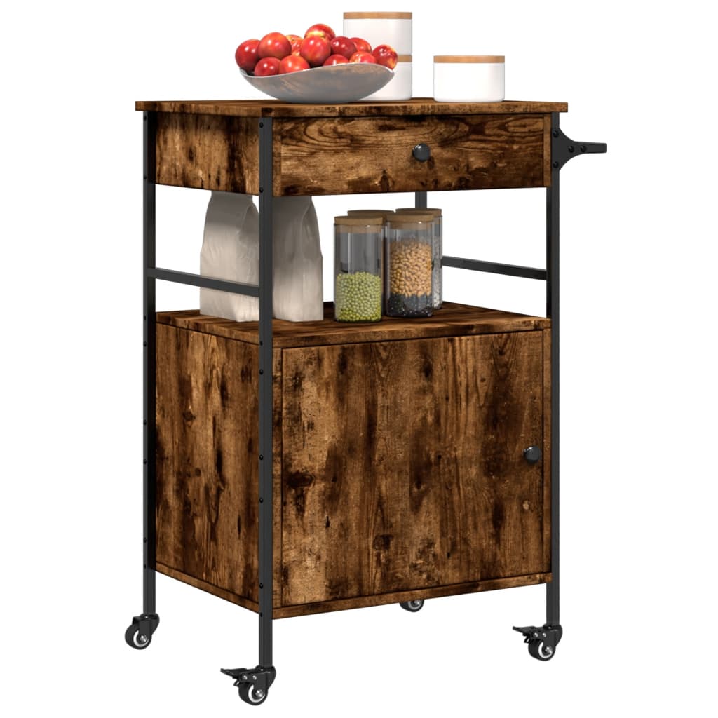 Carrello da Cucina Rovere Fumo 56x43x89,5 cm Legno Multistrato - homemem39