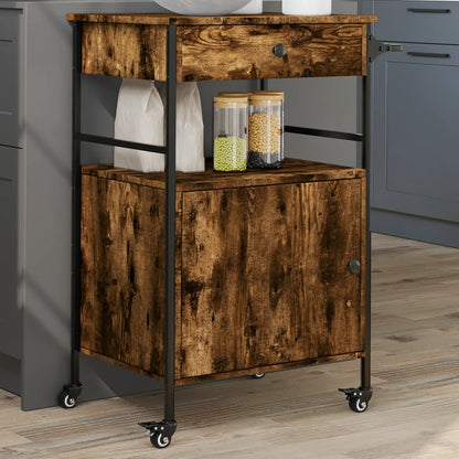 Carrello da Cucina Rovere Fumo 56x43x89,5 cm Legno Multistrato - homemem39