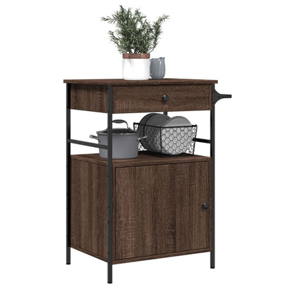 Carrello Cucina Rovere Marrone 56x43x89,5 cm Legno Multistrato - homemem39