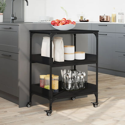 Carrello da Cucina Nero 60x41x80,5 cm in Legno Multistrato - homemem39