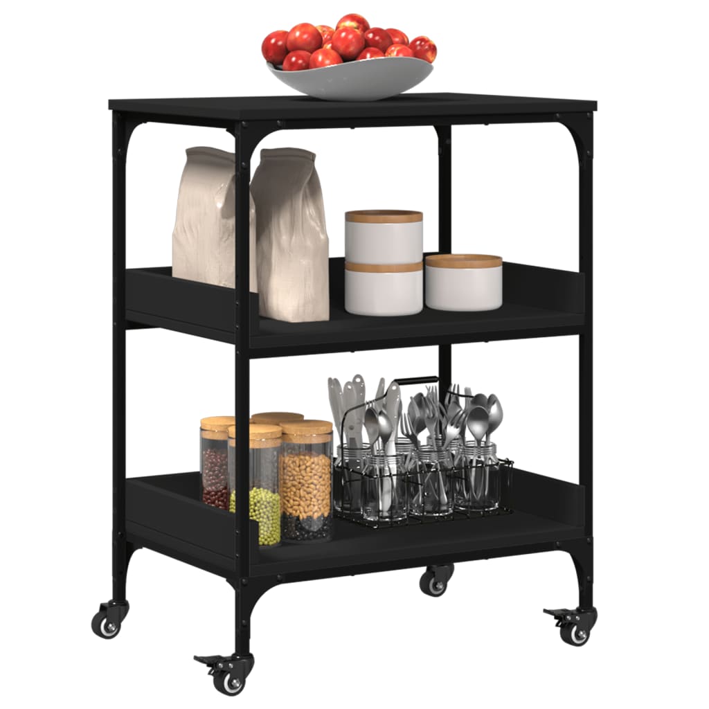 Carrello da Cucina Nero 60x41x80,5 cm in Legno Multistrato - homemem39