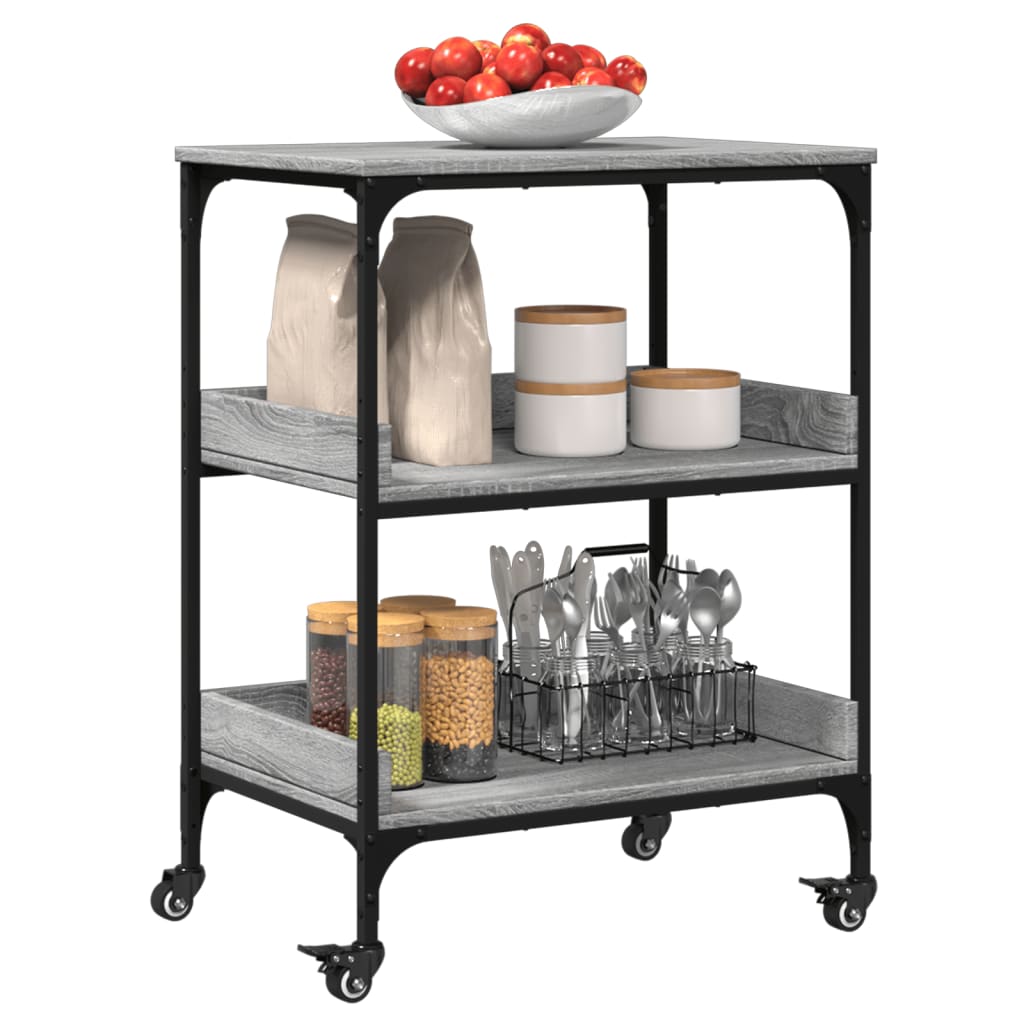 Carrello da Cucina Grigio Sonoma 60x41x80,5cm Legno Multistrato - homemem39