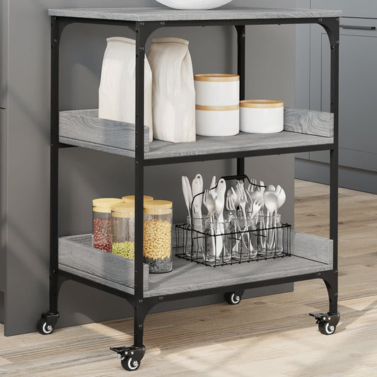 Carrello da Cucina Grigio Sonoma 60x41x80,5cm Legno Multistrato - homemem39